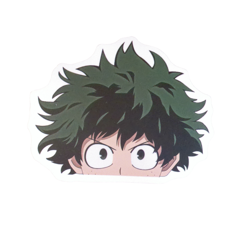 Collection of 100 My Hero Academia anime character stickers featuring popular heroes like Deku, Bakugo, Todoroki, All Might, and other beloved MHA characters, available as individual $1 vinyl stickers