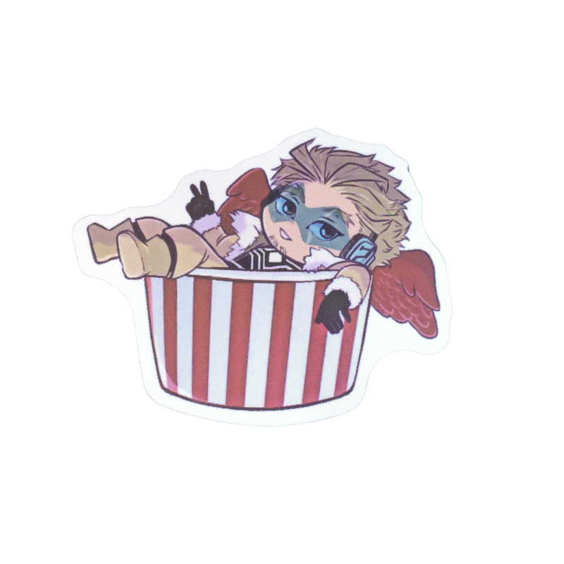 Collection of 100 My Hero Academia anime character stickers featuring popular heroes like Deku, Bakugo, Todoroki, All Might, and other beloved MHA characters, available as individual $1 vinyl stickers