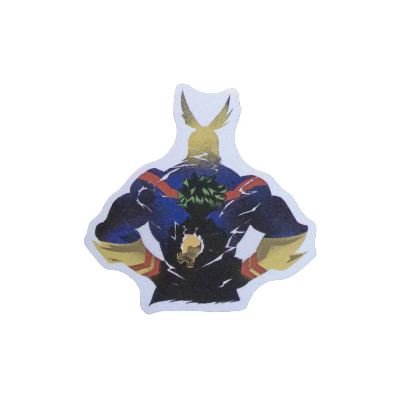 Collection of 100 My Hero Academia anime character stickers featuring popular heroes like Deku, Bakugo, Todoroki, All Might, and other beloved MHA characters, available as individual $1 vinyl stickers