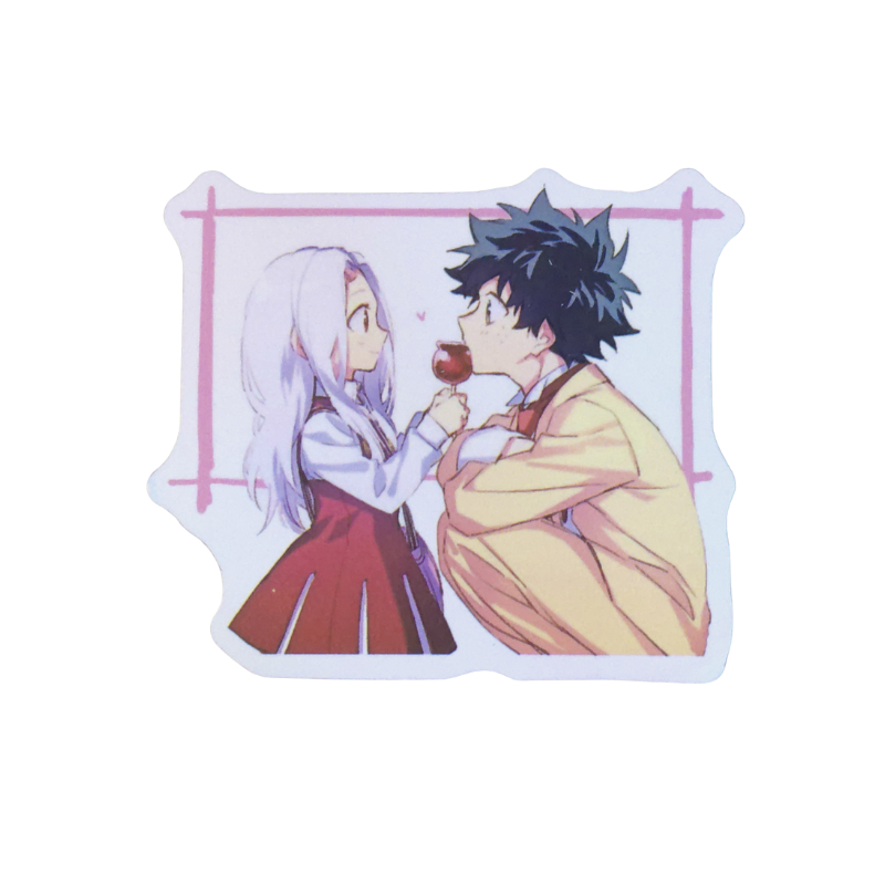 Collection of 100 My Hero Academia anime character stickers featuring popular heroes like Deku, Bakugo, Todoroki, All Might, and other beloved MHA characters, available as individual $1 vinyl stickers