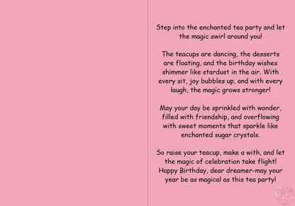 Anime Birthday Card - Mystical Tea Party Design - Magical Floating Teacups Celebration