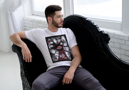 Naruto Akatsuki organization anime t-shirt featuring all members collage design on unisex triblend fabric
