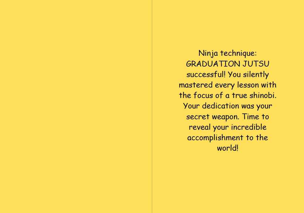 Anime Graduation Card - Ninja Graduate Stealth Success - Warrior Graduation Card