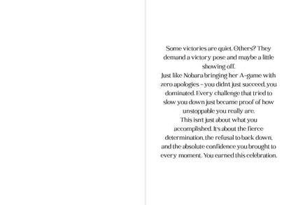 Jujutsu Kaisen Nobara Kugisaki Celebration Card - "Mission Accomplished Flawlessly"