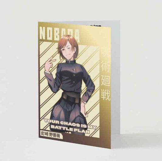 Jujutsu Kaisen Nobara Kugisaki Friendship Card - "Your Chaos is My Battle Plan"
