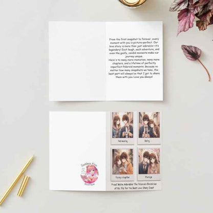 Anime Anniversary Card - Polaroid Love Story Design - Memory Photo Romance Celebration Card