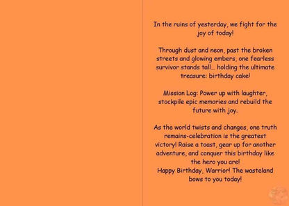 Anime Birthday Card - Wasteland Survivor Design - Post-Apocalyptic Celebration Card