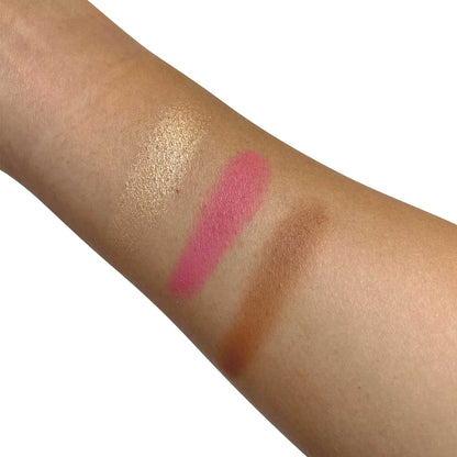 Swatches of Pro Cheek Palette Trio: Contour, Blush, Highlight - Shade Pop