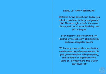 Anime Birthday Card - Retro Arcade Adventure Design - Pixel Gaming Level Up Celebration