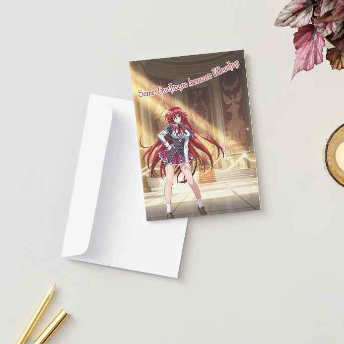 High School DxD Rias Gremory Birthday Card - "Some Birthdays Demand Worship"