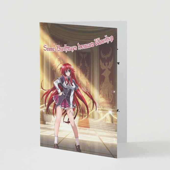 High School DxD Rias Gremory Birthday Card - "Some Birthdays Demand Worship"
