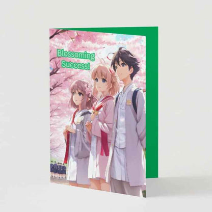 Anime Graduation Card - Sakura School Graduate - Cherry Blossom Graduation Card