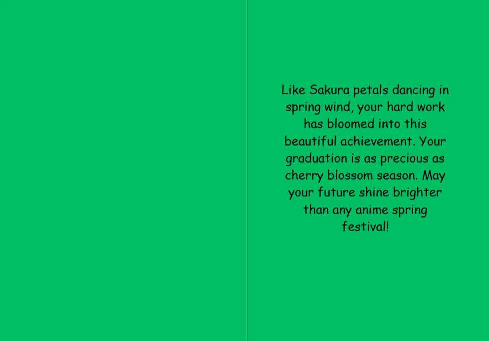 Anime Graduation Card - Sakura School Graduate - Cherry Blossom Graduation Card