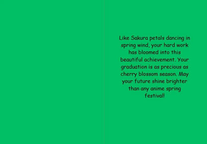 Anime Graduation Card - Sakura School Graduate - Cherry Blossom Graduation Card