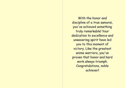 Anime Congratulations Card - Samurai Honor Victory - Warrior Congratulations Card