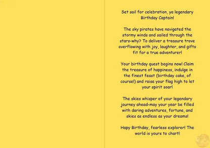 Anime Birthday Card - Sky Pirates Treasure Trove Design - Adventure Crew Celebration Card