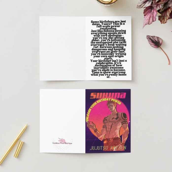 Jujutsu Kaisen Sukuna Ryomen Birthday Card - "Unleash Your Birthday Power"