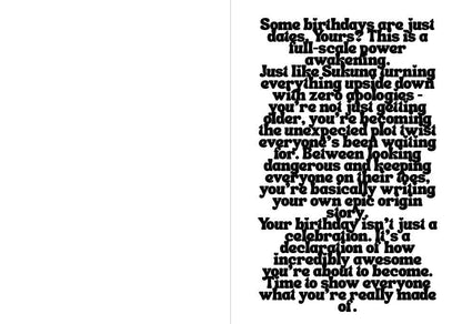 Jujutsu Kaisen Sukuna Ryomen Birthday Card - "Unleash Your Birthday Power"