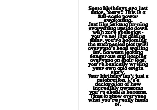 Jujutsu Kaisen Sukuna Ryomen Birthday Card - "Unleash Your Birthday Power"