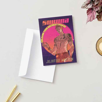 Jujutsu Kaisen Sukuna Ryomen Birthday Card - "Unleash Your Birthday Power"