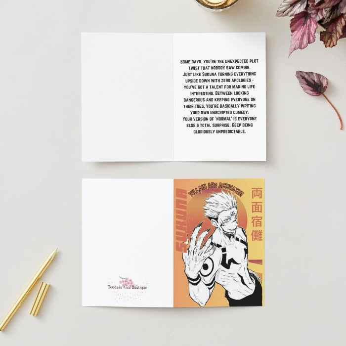 Jujutsu Kaisen Sukuna Ryomen Humor Card - "Villain Mode Activated"