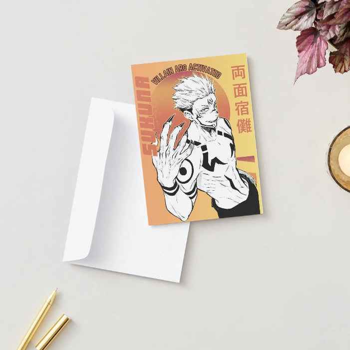Jujutsu Kaisen Sukuna Ryomen Humor Card - "Villain Mode Activated"