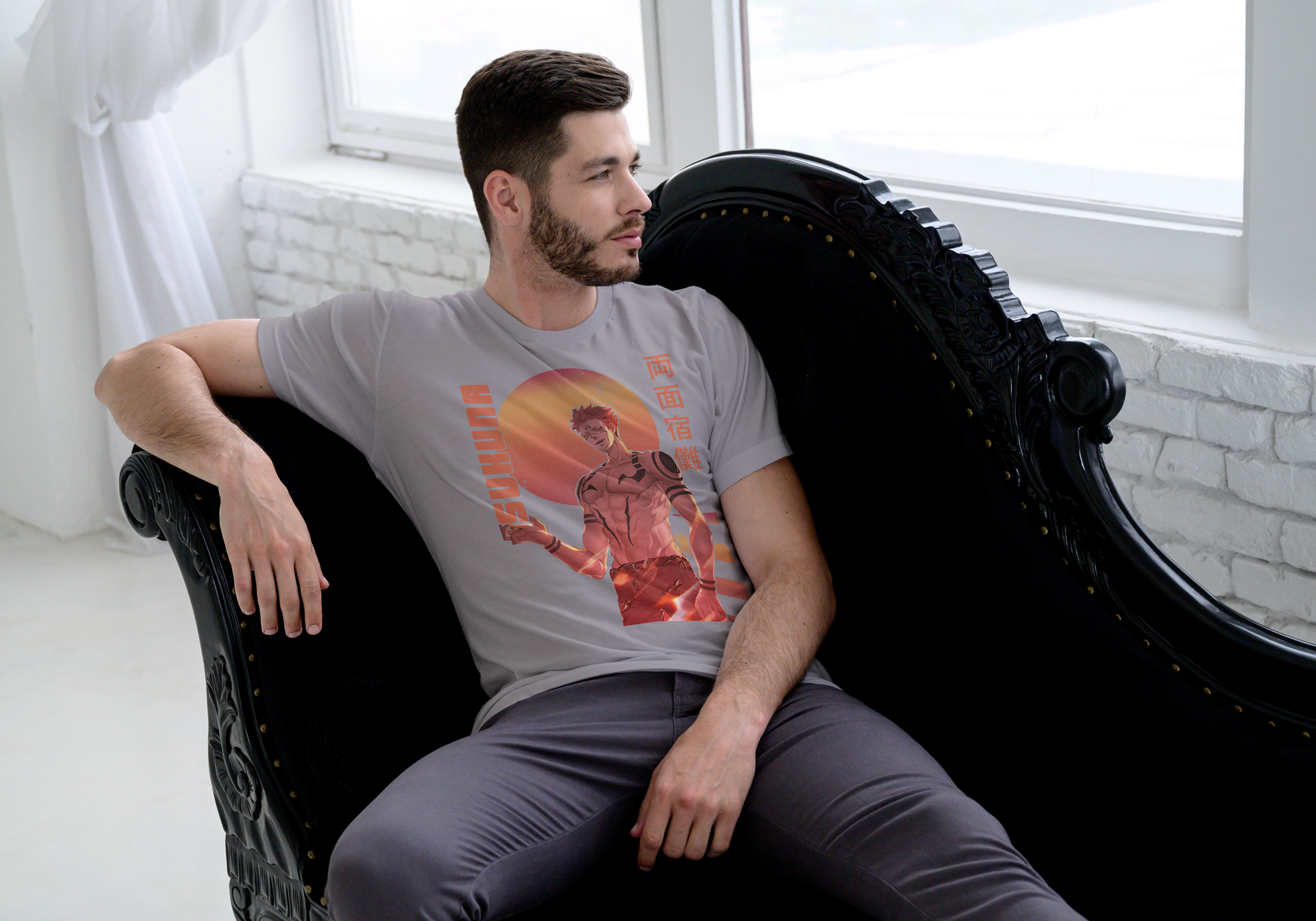 Jujutsu Kaisen Sukuna T-Shirt - Retro 80s Gradient King of Curses Design | Premium Unisex Triblend Tee