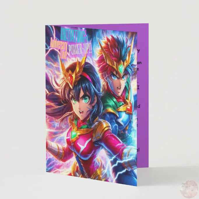 Anime Anniversary Card - Sentai Power-Up Design - Hero Transformation Romance Card