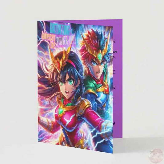 Anime Anniversary Card - Sentai Power-Up Design - Hero Transformation Romance Card