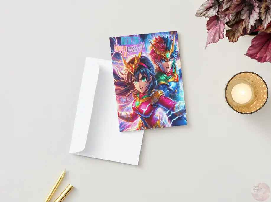 Anime Anniversary Card - Sentai Power-Up Design - Hero Transformation Romance Card