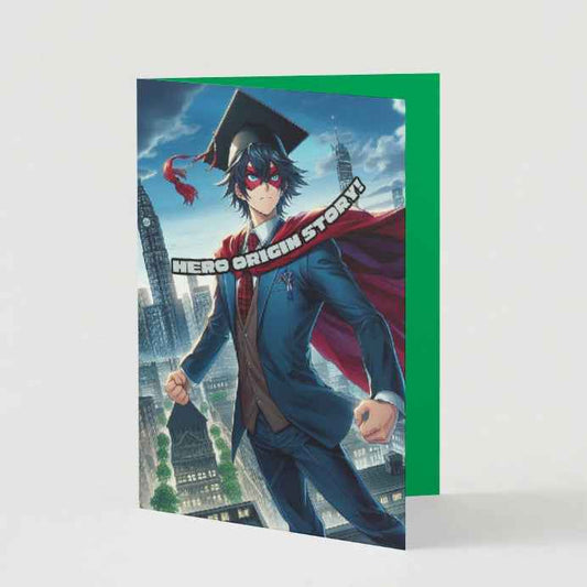 Anime Graduation Card - Future Hero Graduate - Superhero Graduation Card
