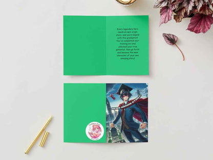 Anime Graduation Card - Future Hero Graduate - Superhero Graduation Card