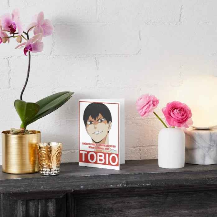 Haikyuu!! Tobio Kageyama Humor Card - "Congratulations on Surviving Another Day"