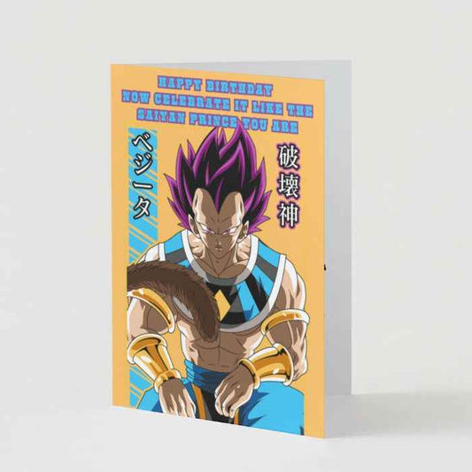 Dragon Ball Z Vegeta Birthday Card - "Saiyan Prince You Are" | Anime Birthday Greeting Card
