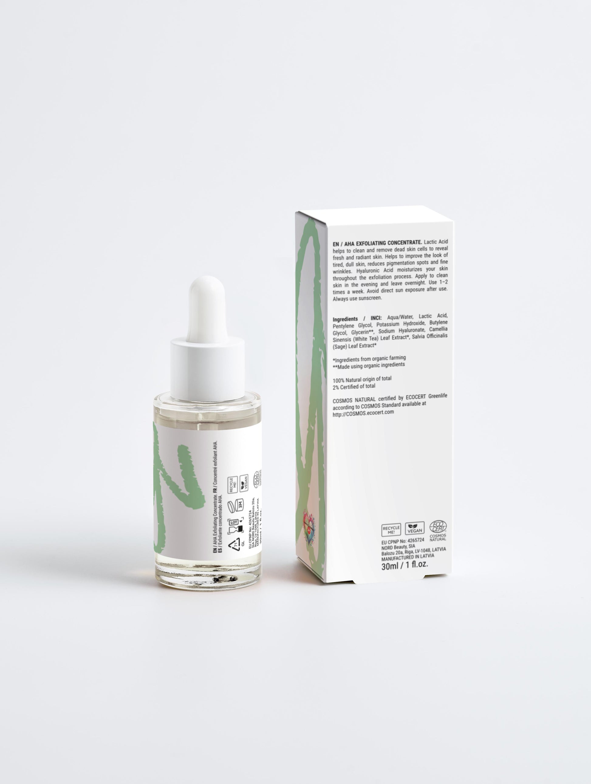 AHA Peeling Concentrate - AHA-Lactic 10% | Hyaluronic Acid 1% | Sage & White Tea | Radiance Boosting 