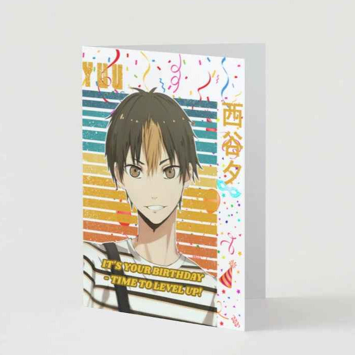 Haikyuu!! Yuu Nishinoya Birthday Card - "Time to Level Up!"