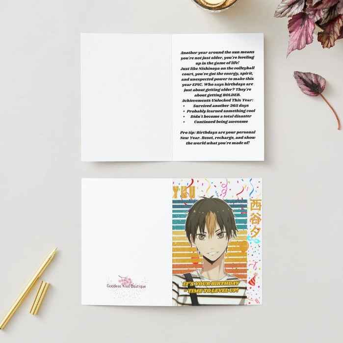 Haikyuu!! Yuu Nishinoya Birthday Card - "Time to Level Up!"