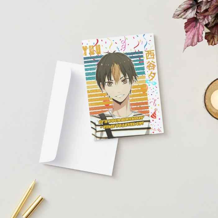 Haikyuu!! Yuu Nishinoya Birthday Card - "Time to Level Up!"