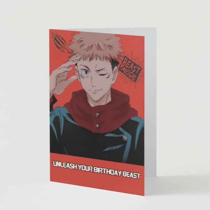 Jujutsu Kaisen Yuji Itadori Birthday Card - "Unleash Your Birthday Beast"