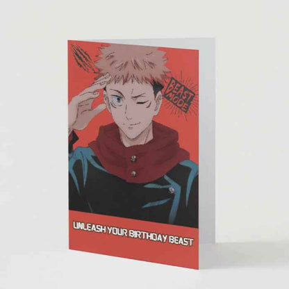 Jujutsu Kaisen Yuji Itadori Birthday Card - "Unleash Your Birthday Beast"