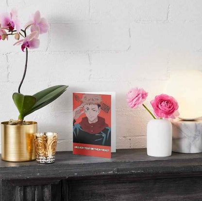 Jujutsu Kaisen Yuji Itadori Birthday Card - "Unleash Your Birthday Beast"