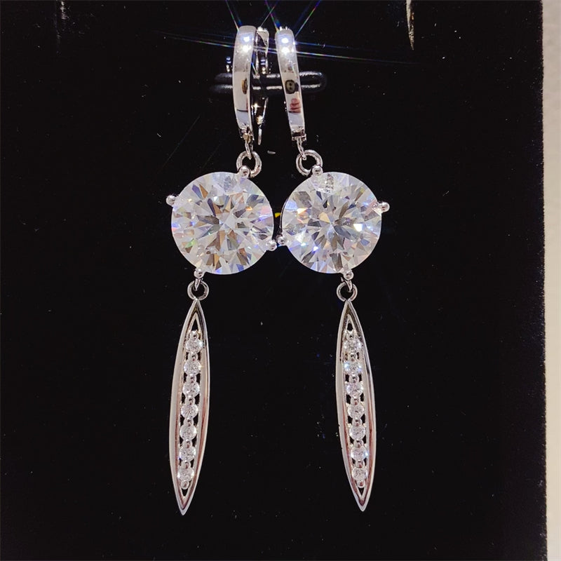 10 Carat Moissanite Earrings in 925 Sterling Silver with Certificate and Limited Warranty