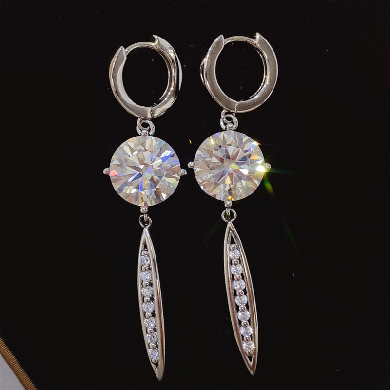 10 Carat Moissanite Earrings in 925 Sterling Silver with Certificate and Limited Warranty