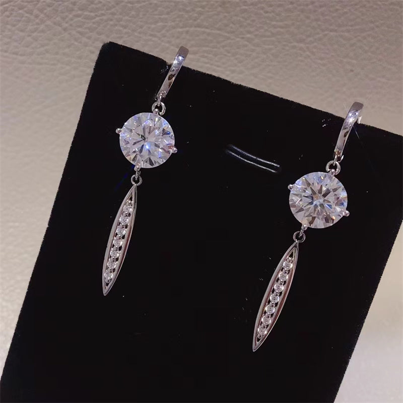 10 Carat Moissanite Earrings in 925 Sterling Silver with Certificate and Limited Warranty