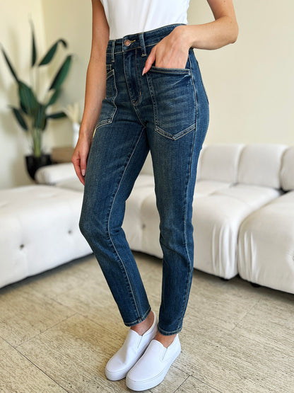 Judy Blue High Waist Skinny Jeans in Full Size with Stretch Denim Tech