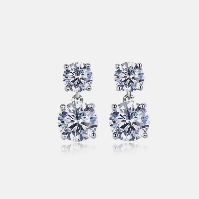 10 Carat Moissanite Earrings in 925 Sterling Silver - Elegant Design with Certificate Included