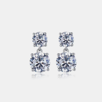 10 Carat Moissanite Earrings in 925 Sterling Silver - Elegant Design with Certificate Included