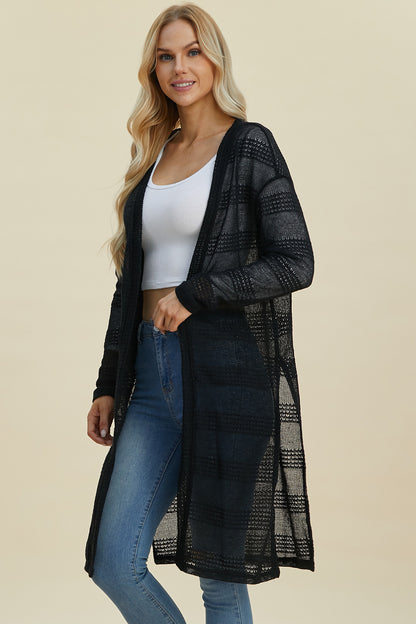 Double Take Open Front Longline Cardigan with Full Size Fit