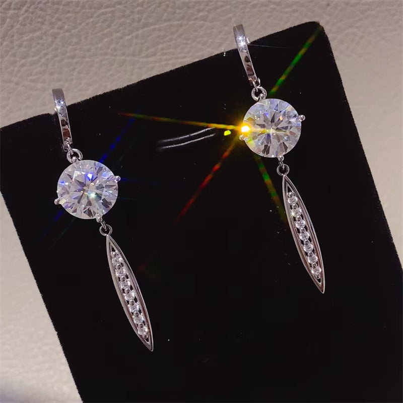 10 Carat Moissanite Earrings in 925 Sterling Silver with Certificate and Limited Warranty