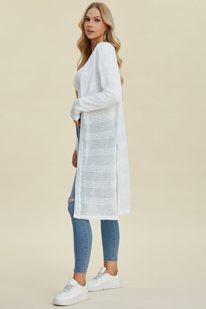 Double Take Open Front Longline Cardigan with Full Size Fit